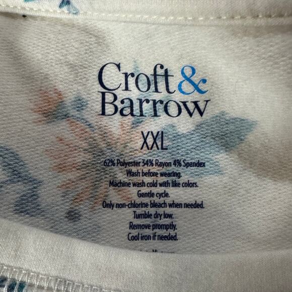 Croft & Barrow XX-Large Sweatshirt Floral 3/4 Cuffed Sleeves Lightweight White - Picture 7 of 7